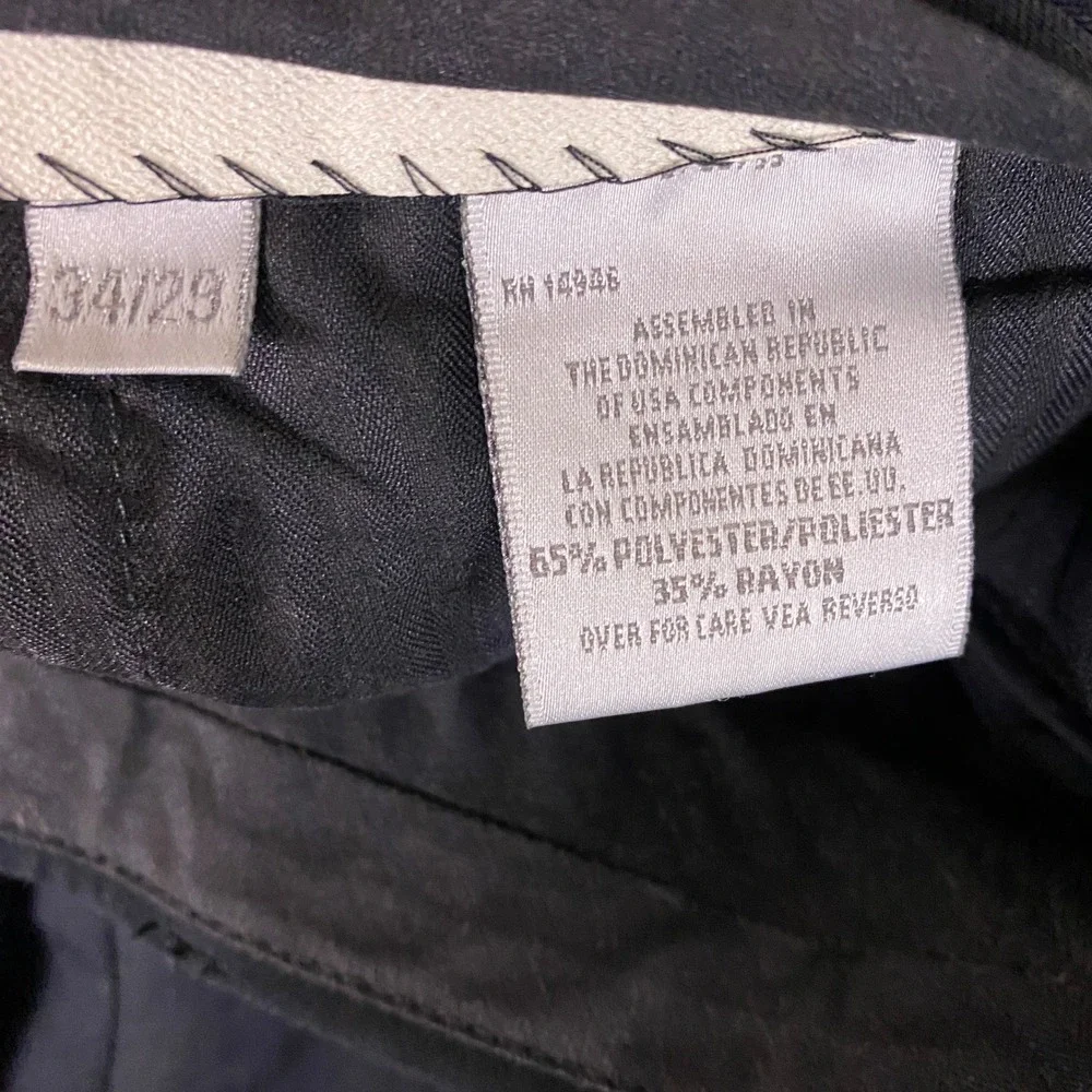 Dress Pants Men's 34x29 Black Pleated Trousers Cuffed Hem Relaxed Fit No Brand‎